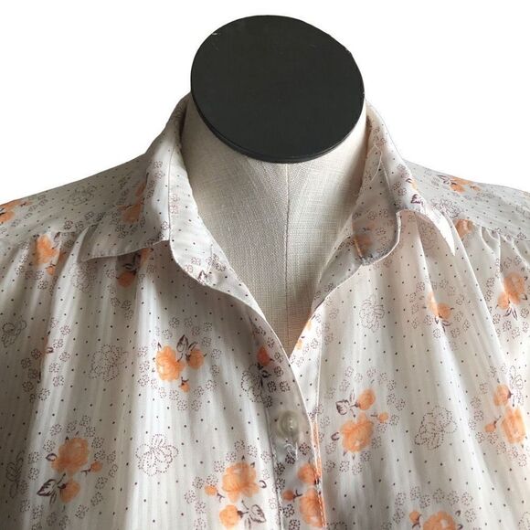 Vintage Chiffon Orange Rose Blouse Size XL - Picture 5 of 9